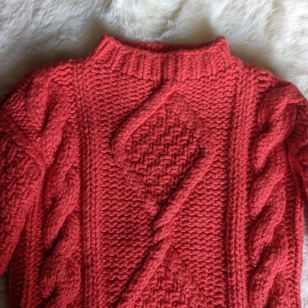 I Love Mr. Mittens Diamond Oversized Cable Knit Wool Sweater in Red - Picture 5 of 16